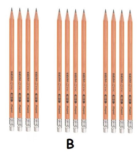 MAPED háromszögletű grafitceruza radírvéggel, B (12 db)  - barna