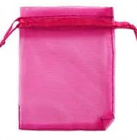 Organza tasak, 7x9 cm, Pink (5 db)